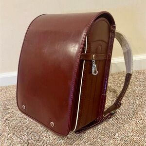 Randoseru Burgundy Leather Backpack Japan 🇯🇵
